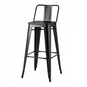 Стул барный TOLIX WOOD со спинкой черный глянцевый