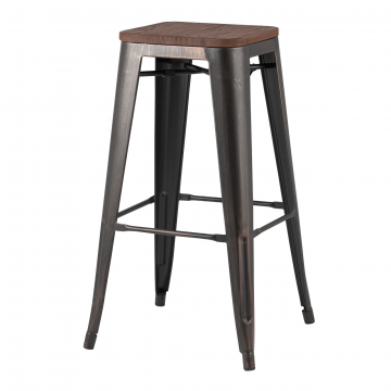 Стул барный TOLIX WOOD черный патина золото