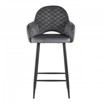 Стул полубарный Венера диамант велюр серый