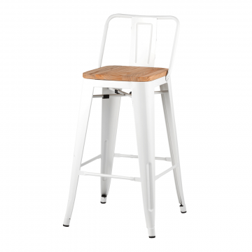 Стул полубарный TOLIX WOOD со спинкой белый глянцевый