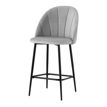 Стул полубарный Логан велюр светло-серый