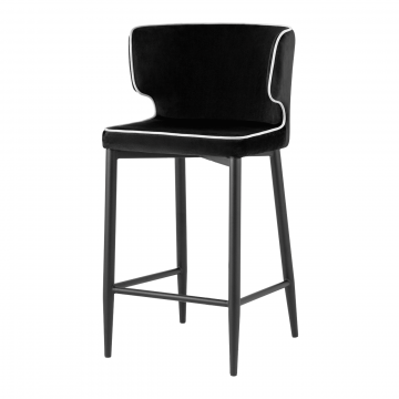 Стул полубарный Матео с кантом черный