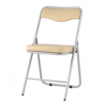 Складной стул Джонни экокожа кремовый каркас металлик