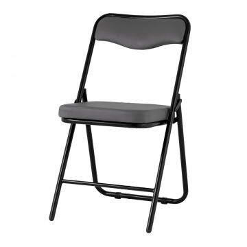 Складной стул Джонни экокожа серый каркас черный матовый