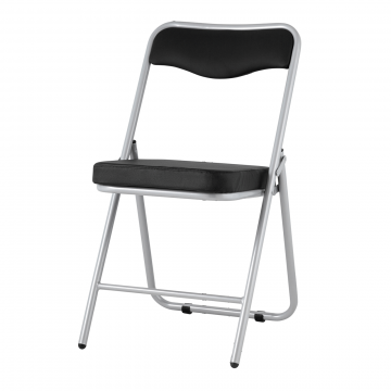 Складной стул Джонни экокожа черный каркас металлик