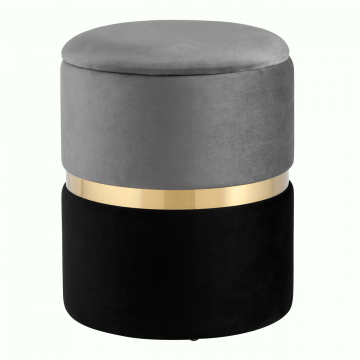 Пуф Кэрри с ящиком велюр серо-черный