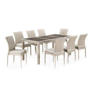 Комплект плетеной мебели T365/Y380C-W85 Latte (8+1) + подушки