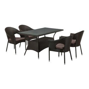 Обеденный комплект плетеной мебели T198A/Y79A-W53 4 Pcs Brown (4+1)