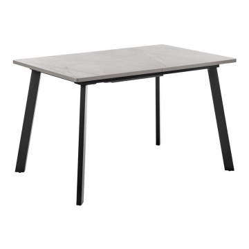 Стол Dublin раскладной 120-160х80х75 серый мрамор с чёрными ножками