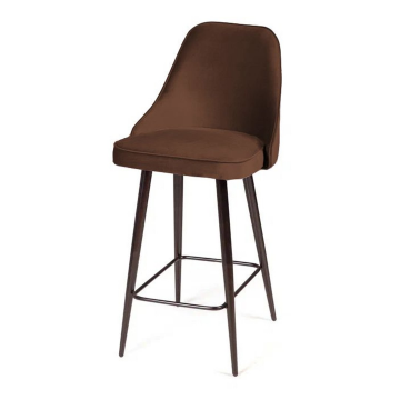 Стул полубарный Oliver, бархат коричневый 12/ чёрный конус 14666
