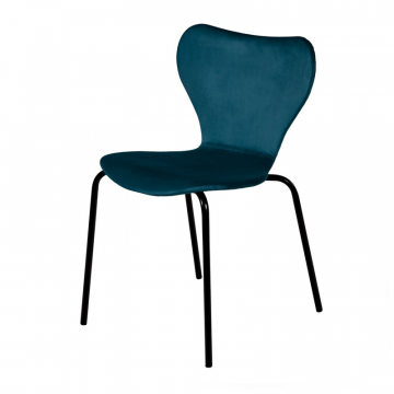 Стул Seven тёмно-бирюзовый велюр с чёрными ножками