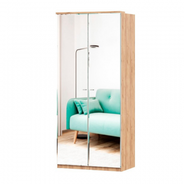 Шкаф двухстворчатый с зеркалами Фиджи (Дуб Золотой/Белый)