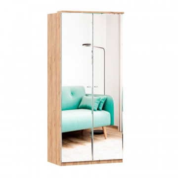 Шкаф двухстворчатый с зеркалами Фиджи (Дуб Золотой/Белый)