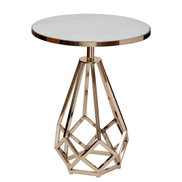 Стол журнальный с мраморной столешницей d50*62см, цвет опоры золото