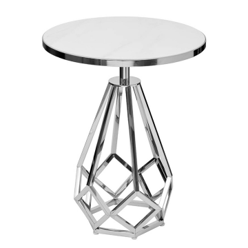 Стол журнальный с мраморной столешницей d50*62см, цвет опоры серебро