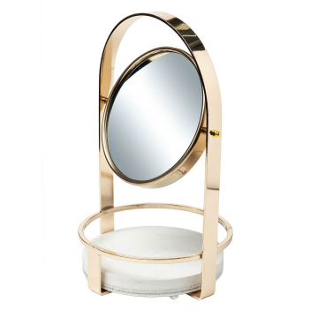 Зеркало настольное с мраморной полочкой 18*18*29см, цвет золото