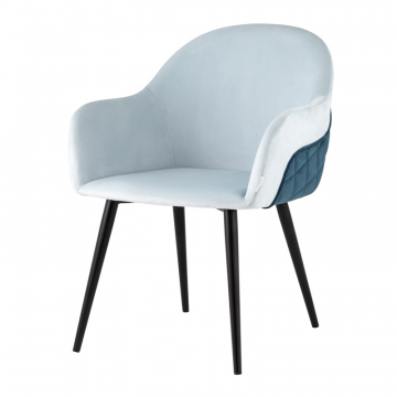 Стул Новел велюр светло-голубой с синей спинкой