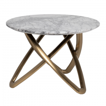 Стол журнальный натур. белый мрамор d70*50см