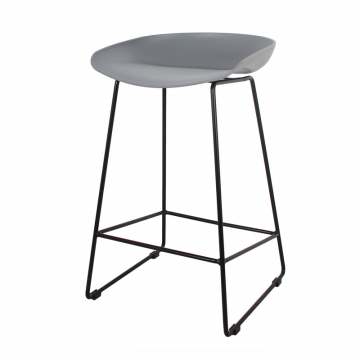 Стул полубарный Neo серый с чёрными ножками