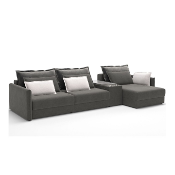 Incanto диван-кровать с шезлонгом бархат серый 6288