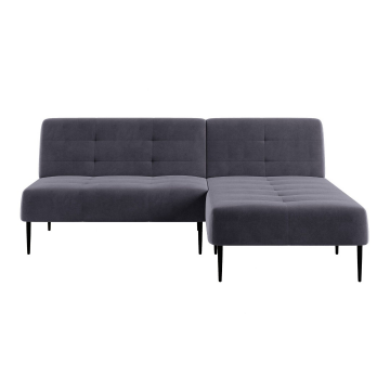 Monaco диван-кровать с шезлонгом, без подлокотников, бархат серый 27 13669