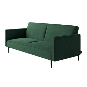 Este диван-кровать трехместный, прямой, с подлокотниками, бархат зеленый 19 14228