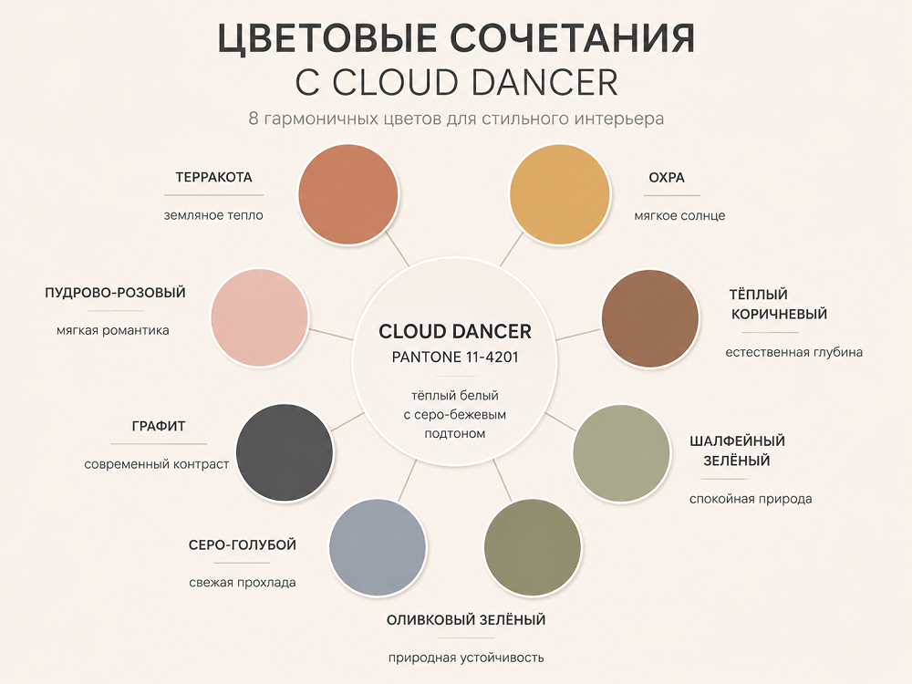 С какими цветами сочетать Cloud Dancer