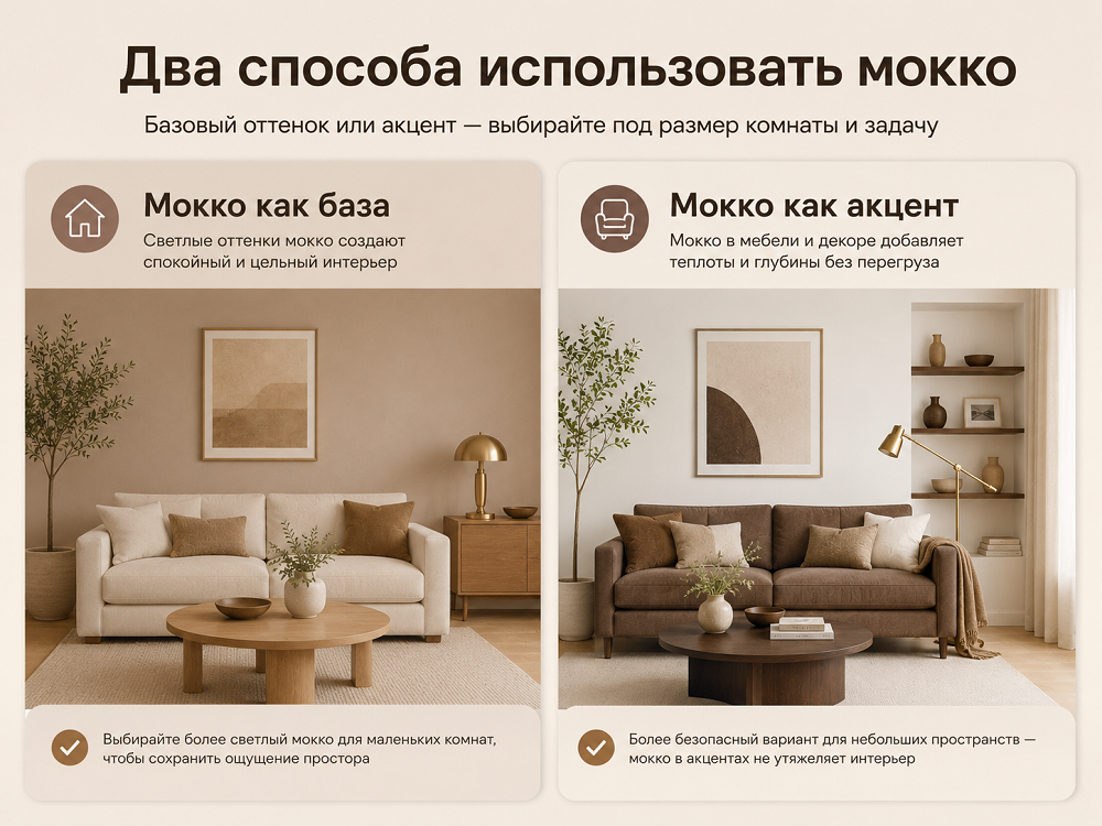Основа или акцент: два способа ввести мокко в интерьер