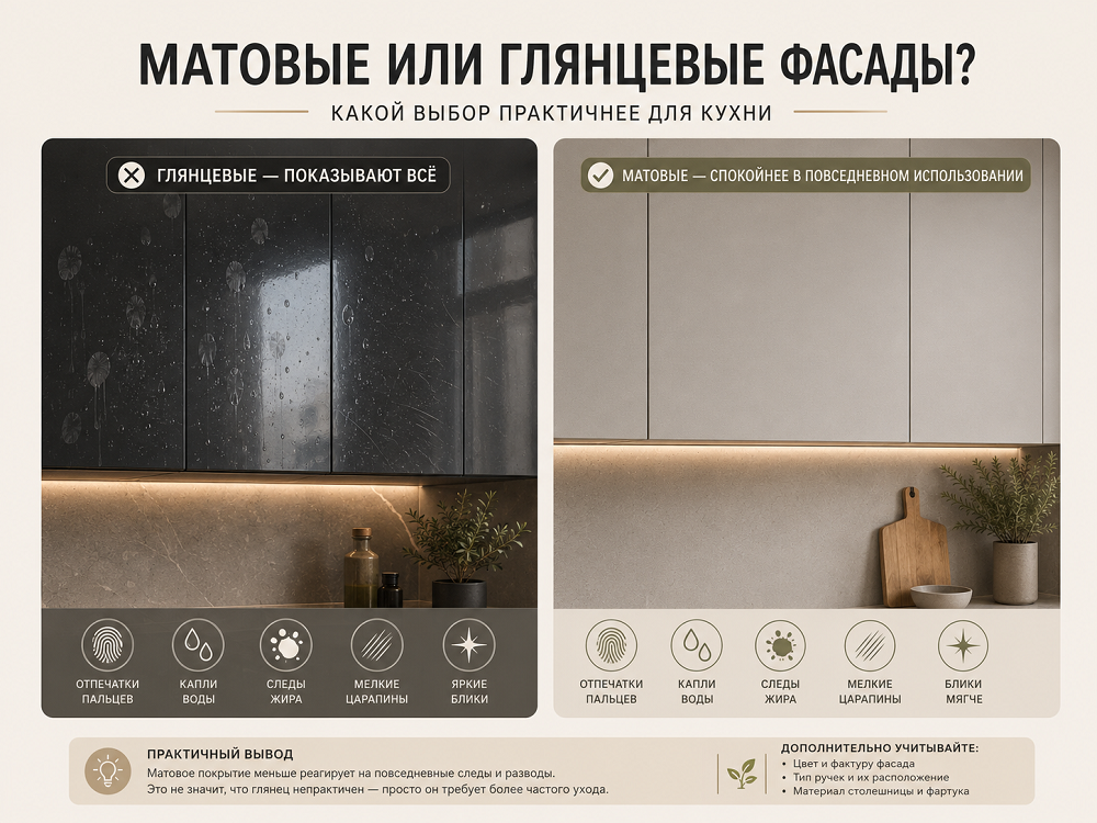 Матовые или глянцевые: какие фасады выбрать