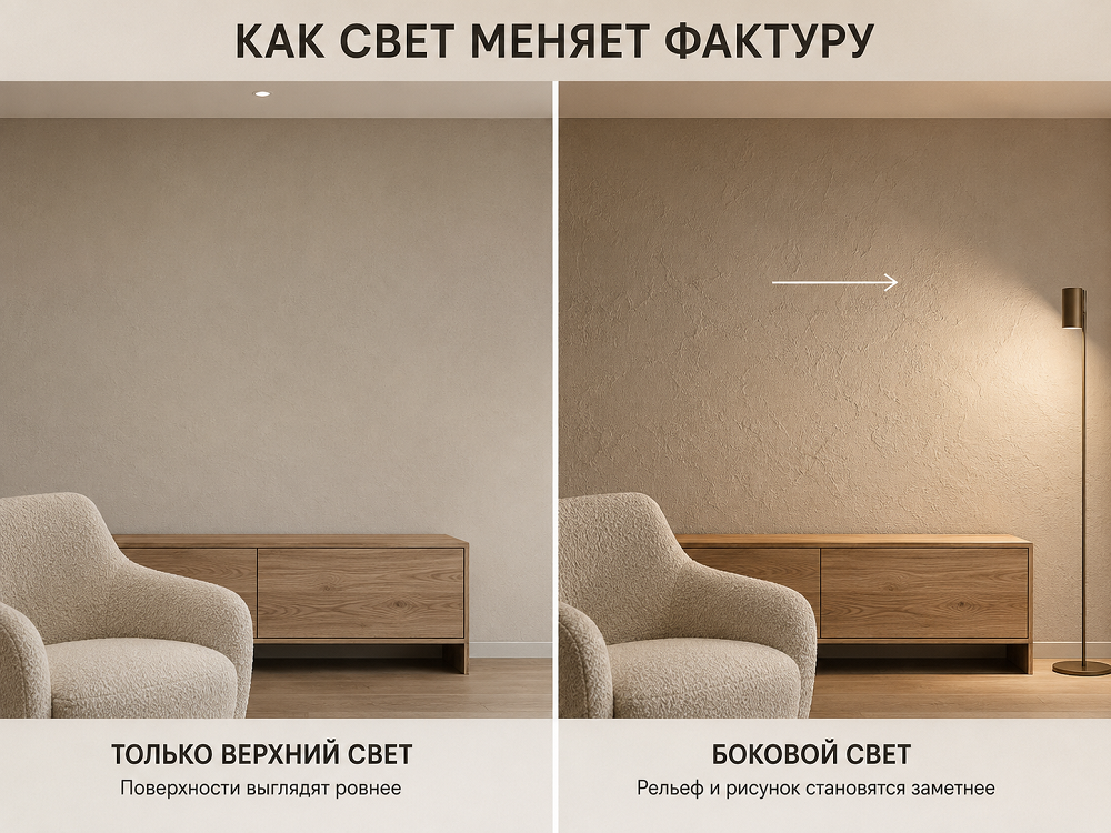 Как свет меняет фактуру материала
