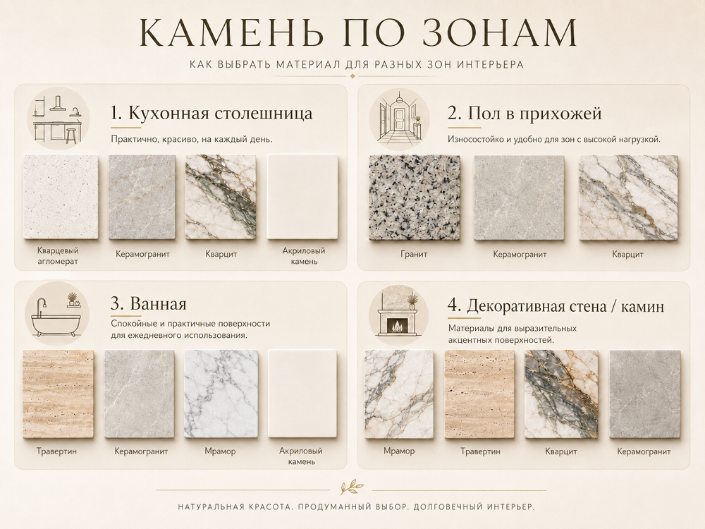 Как выбрать камень для разных зон