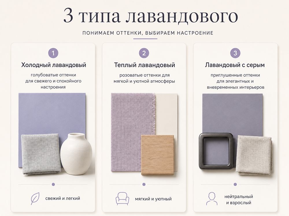 Три типа лавандового цвета