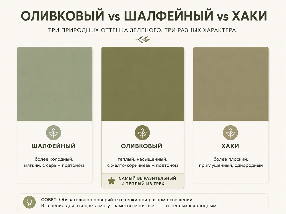Чем оливковый отличается от шалфейного и хаки
