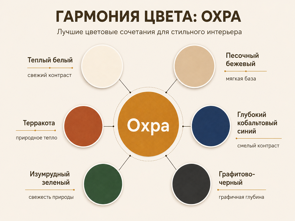 С какими цветами сочетается охра