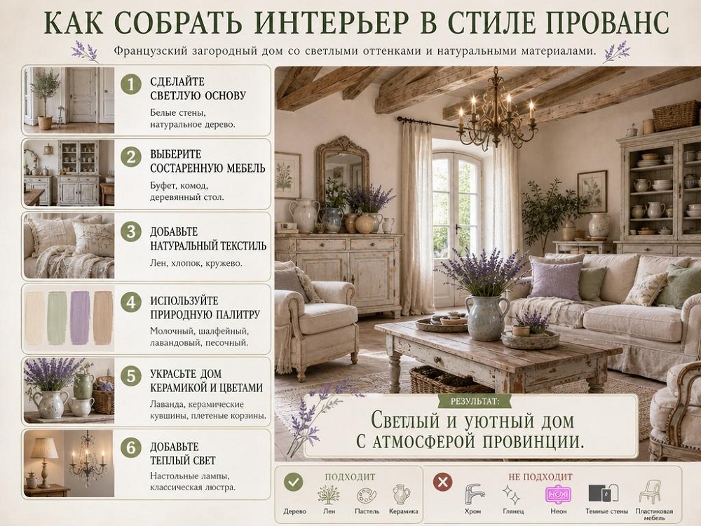 Прованс - это стиль интерьера, который воссоздает атмосферу французского загородного дома