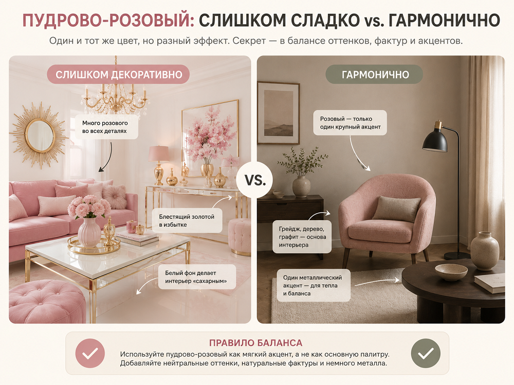 Ошибки в интерьере с использованием пудрово-розового