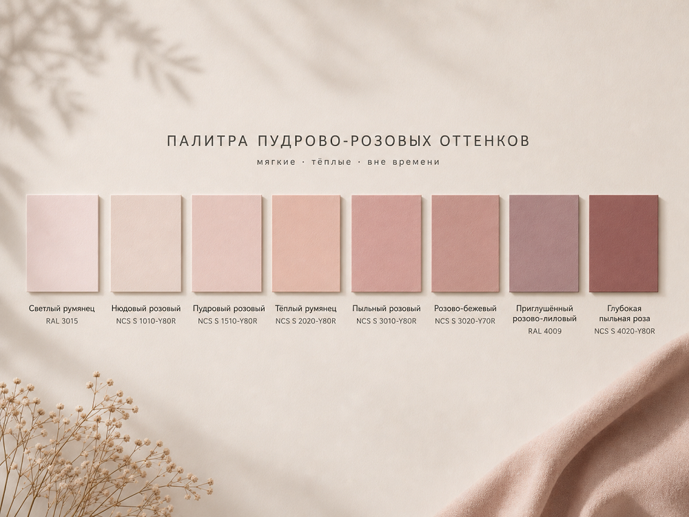 Палитра пудрово-розовых оттенков