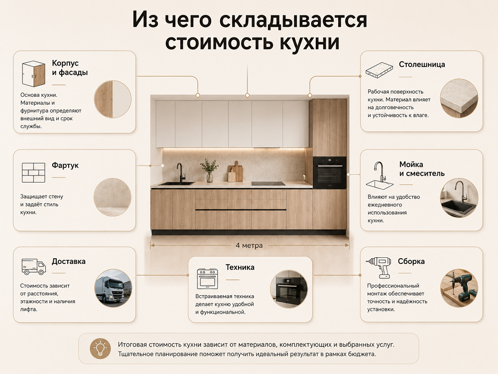 Из чего складывается цена кухни
