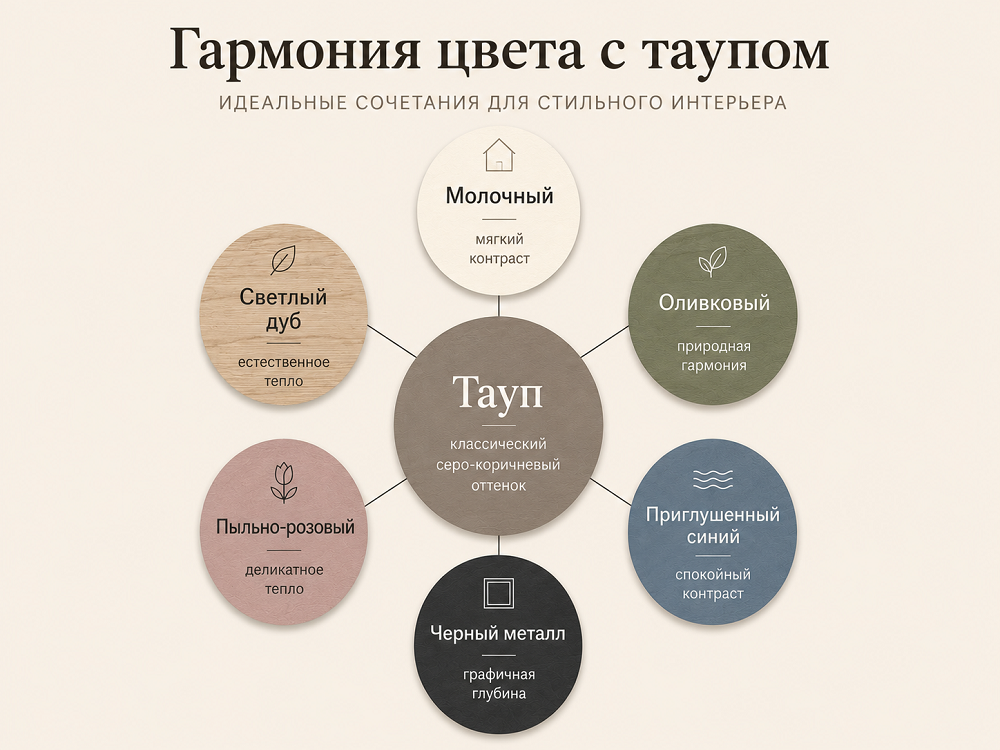 С чем сочетается цвет тауп в интерьере