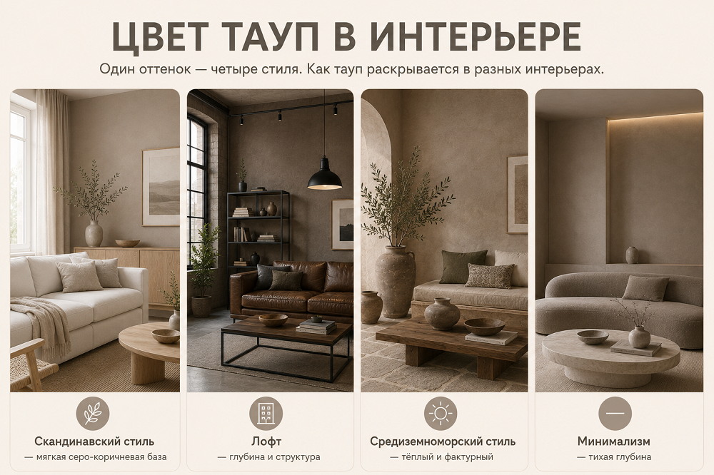 Гостиная в цвете тауп