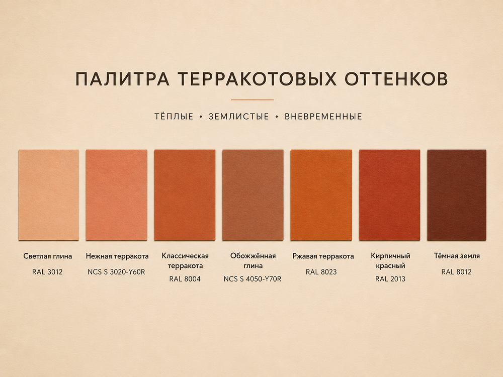 Какие бывают оттенки терракоты