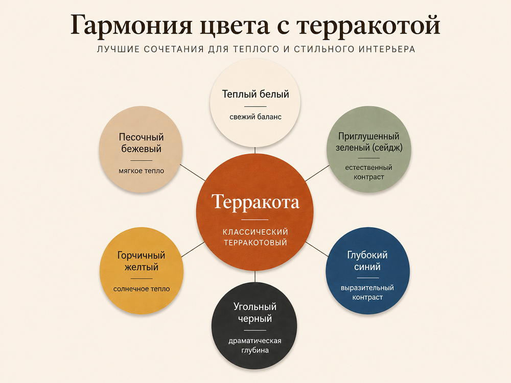 С какими цветами сочетается терракотовый