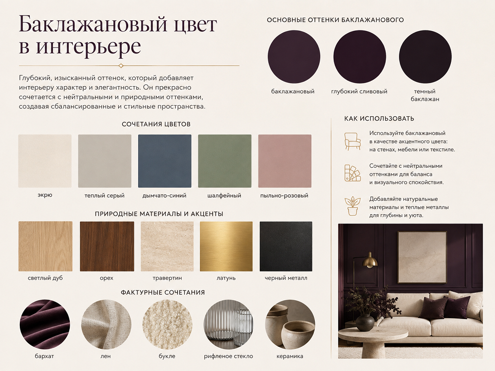 С чем сочетается баклажановый