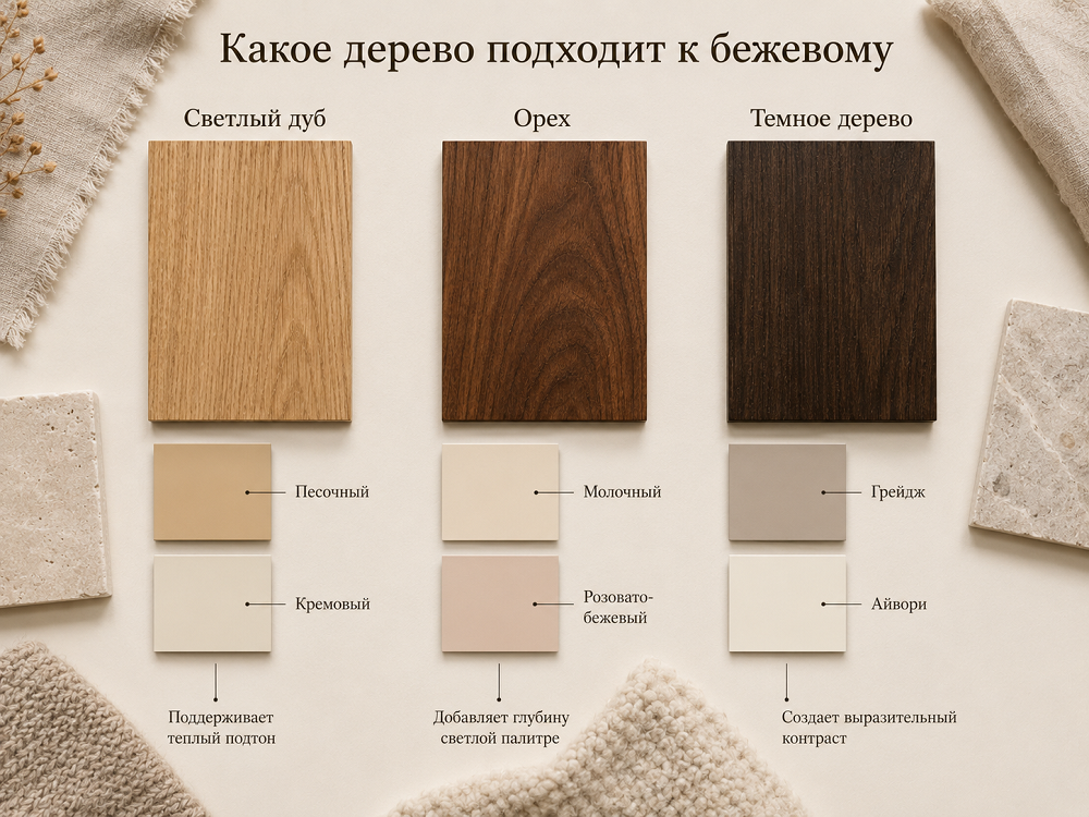 Какое дерево подходит к бежевому интерьеру