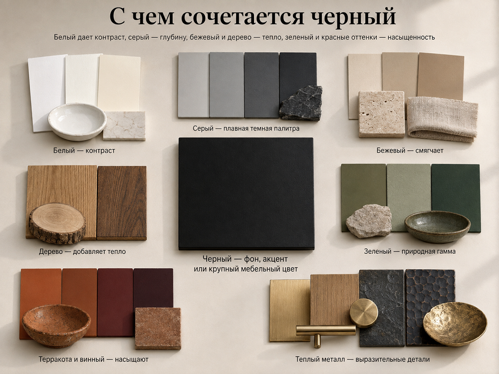 С какими цветами сочетается черный