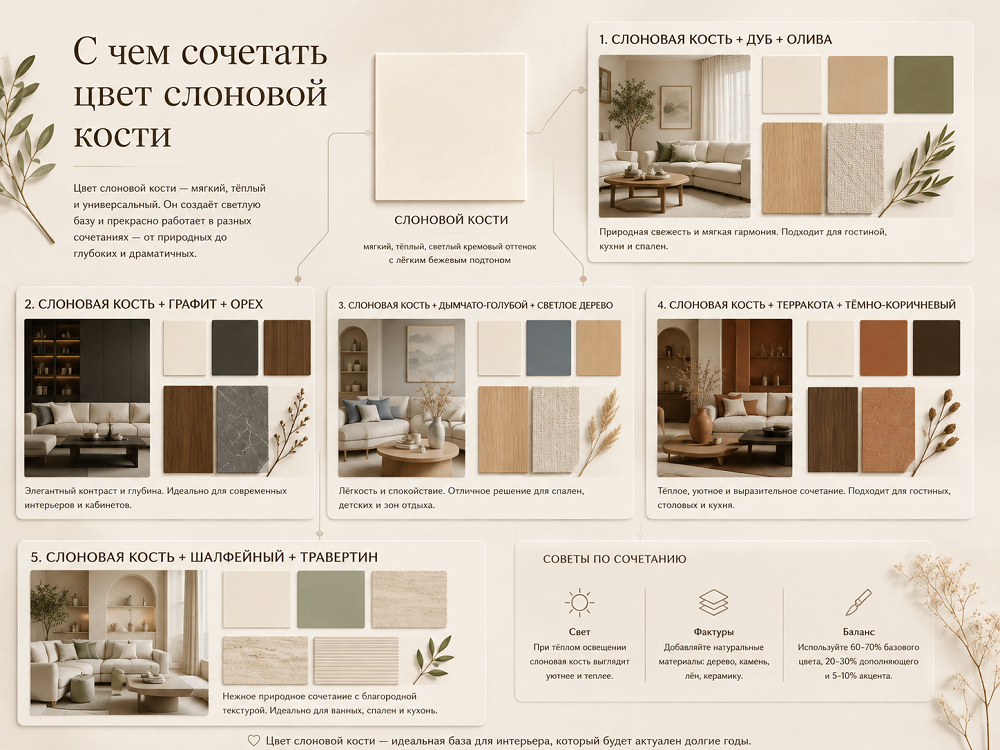 С чем сочетать цвет слоновой кости