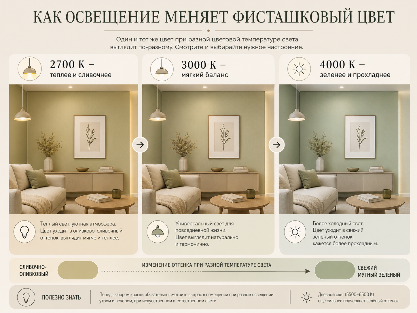 Как освещение меняет фисташковый