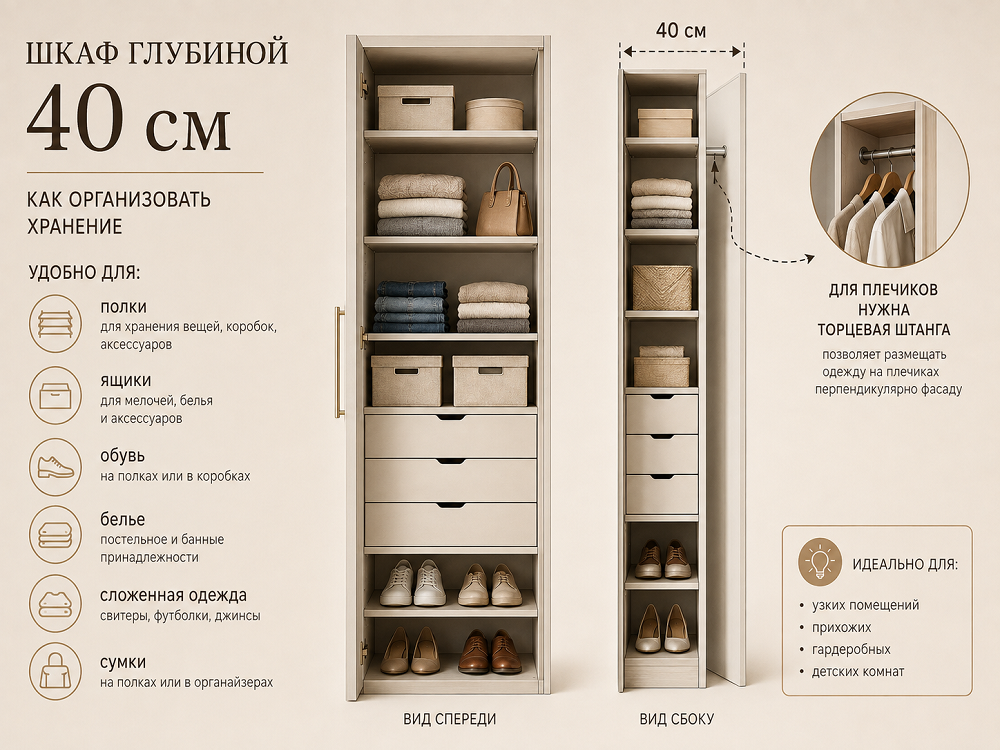Шкаф глубиной 40 см