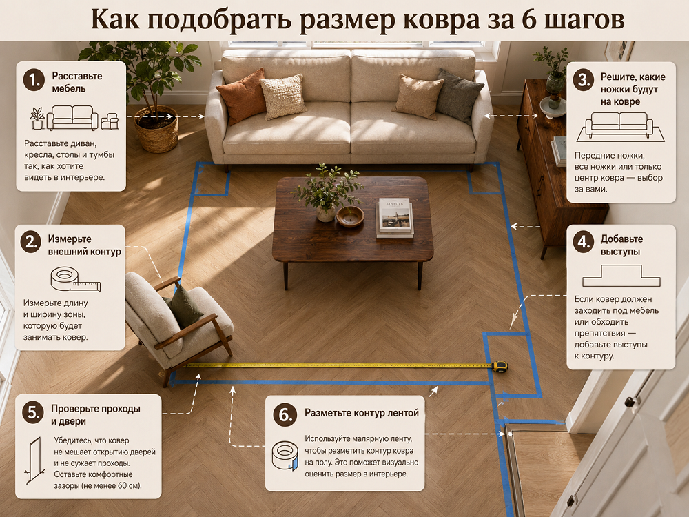 Как подобрать размер ковра за 6 шагов