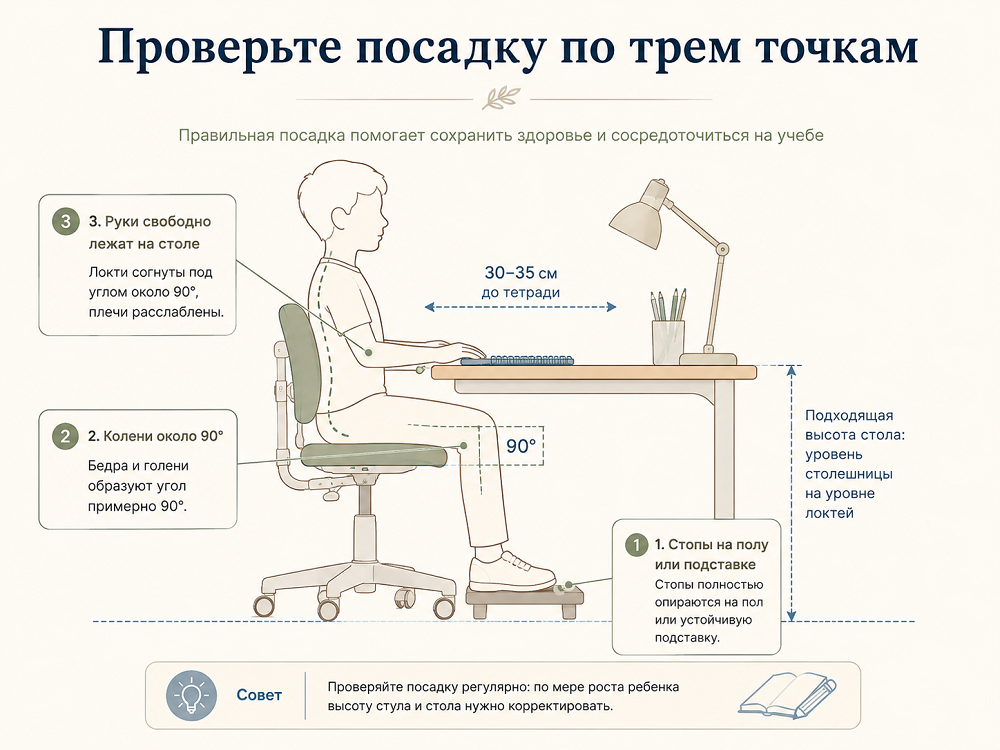 Даже после выбора по таблице посадку нужно проверить на самом ребенке